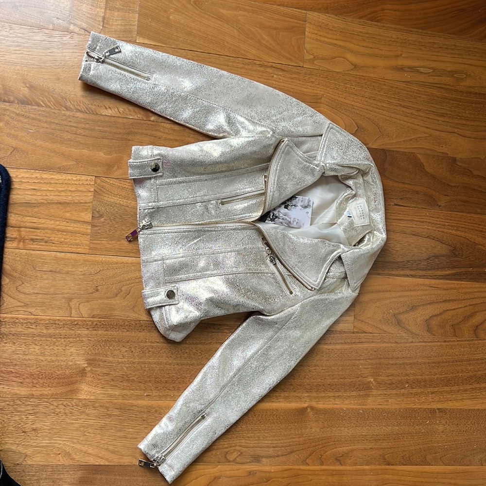 Girls metallic motorcycle jacket
